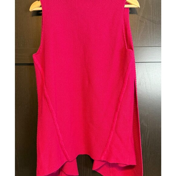 Michael Stars Wool Cashmere Shawl Collar Sleeveless Fuchsia Sweater Size 2 Soft - Picture 2 of 10